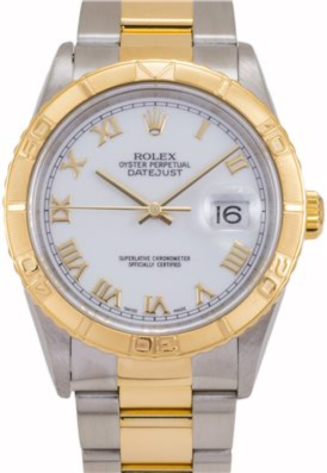 Rolex 16263 Yellow Gold & Steel on Oyster White with Gold Roman